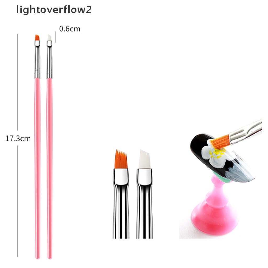 (lightoverflow2) 15pcs / Set Brush Nail Art UV Gel Akrilik Gagang Kristal Dotg