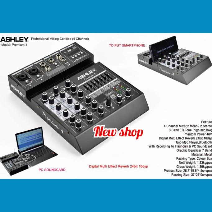 Mixer Ashley Premium 4 Profesional Mixing Console 4 Channel Original