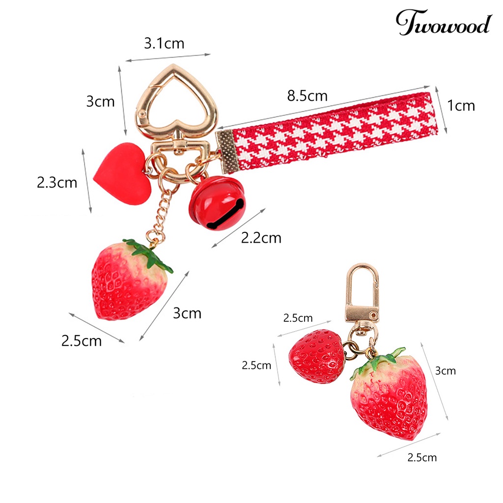 Twowood Gantungan Kunci / Tas Ransel Mini Bentuk Strawberry 3D Untuk Wanita
