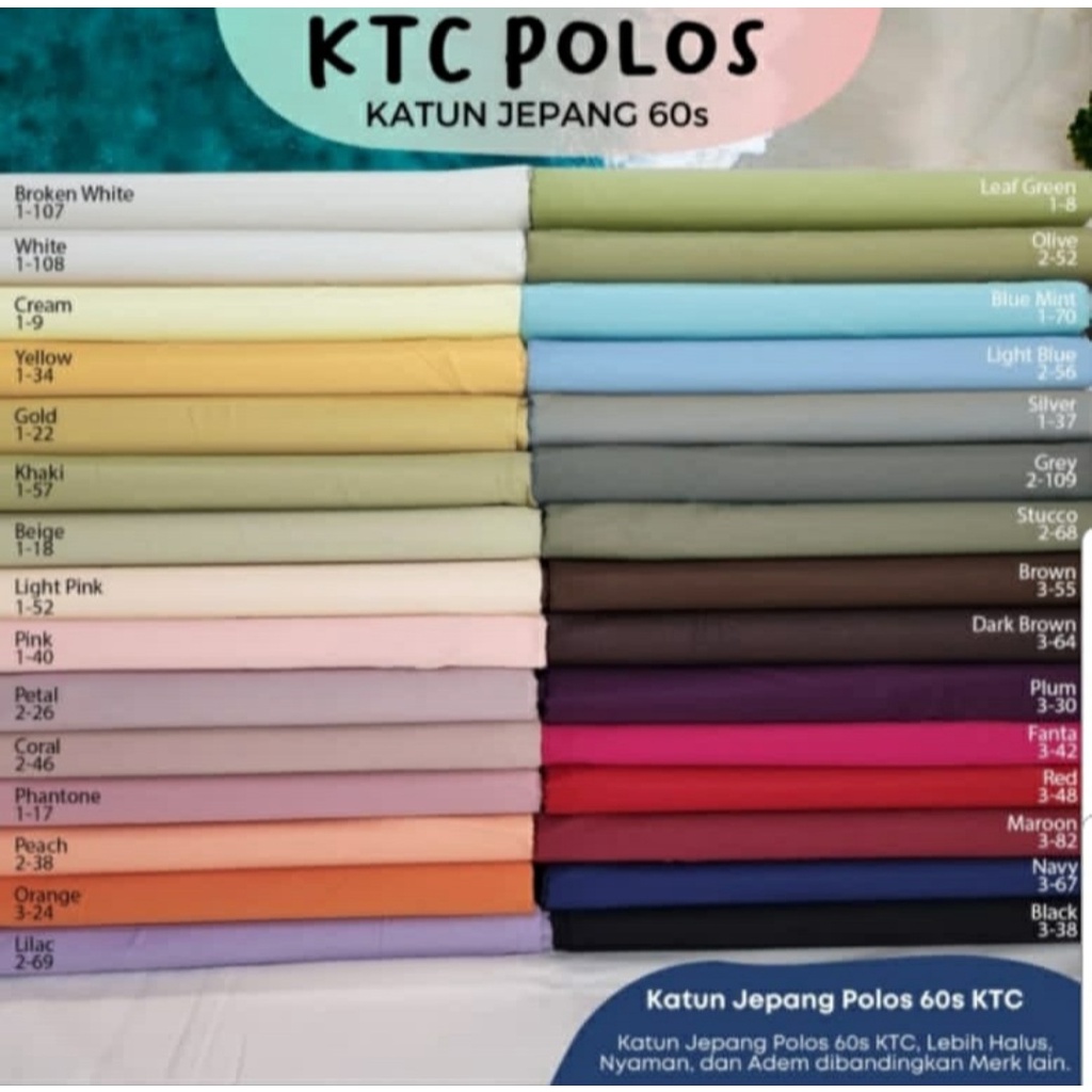 KAIN / BAHAN SPREI & BEDCOVER METERAN KATUN JEPANG POLOS ORIGINAL IMPORT