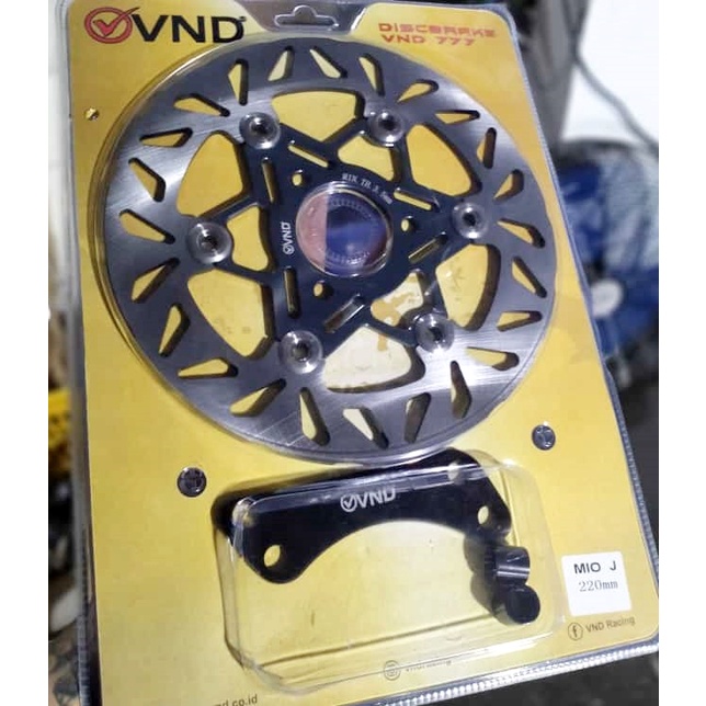 DISC BRAKE VND 220MM MIOJ-MIOGT-MIOZ-MIOS-MIOM3-FINO-XRIDE 125 CAKRAM VND FLOATING ANTI PANAS PLUS BREKET UKURAN 220MM