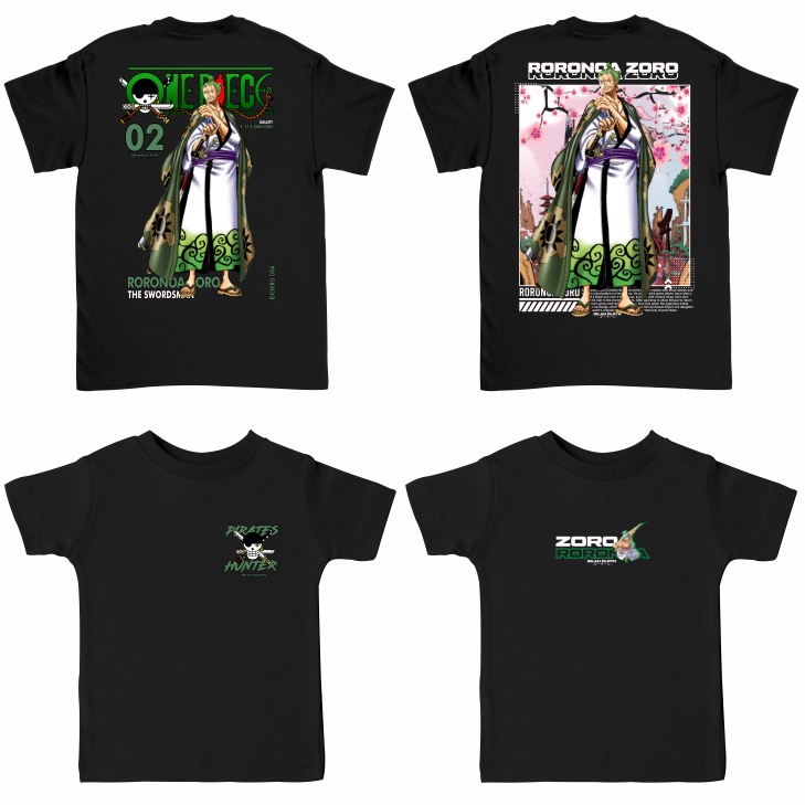 Gilan T Shirt Kaos Baju Distro Anak Gambar RORONOA ZORO WANO KUNI Anime One Piece