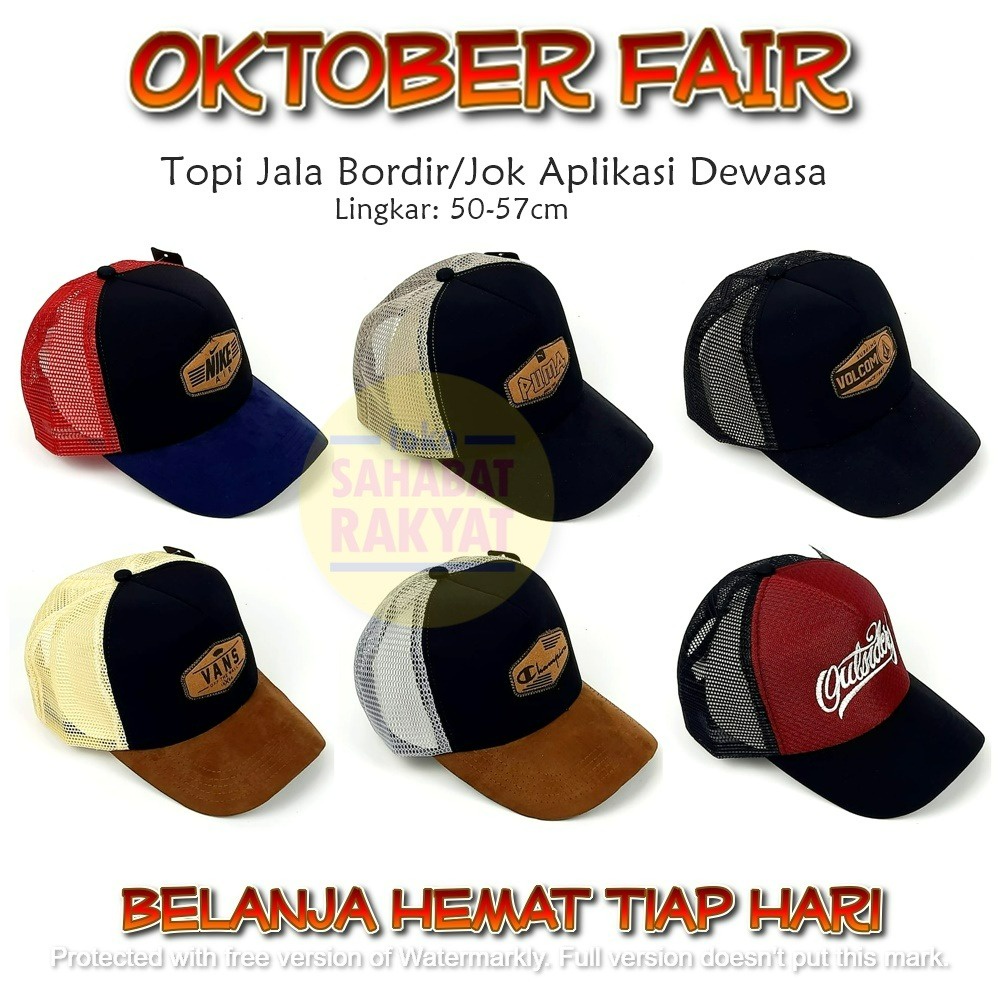 Topi Trucker/Topi Jala/Topi Jaring Dewasa Bordir Motif