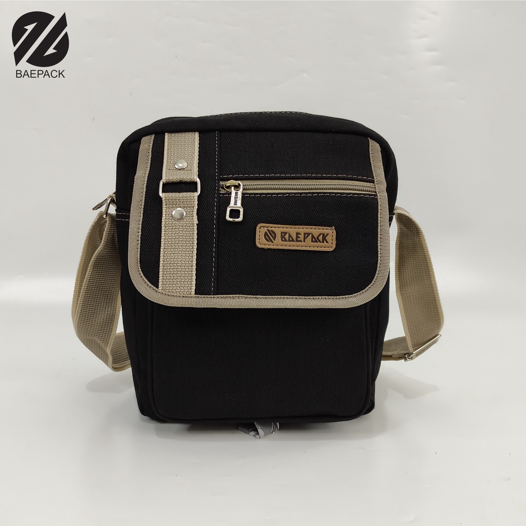 Tas Selempang Kanvas Premium Hanzo Hitam Original Baepack / Tas Bahu Pria dan Wanita / Tas Canvas Cowok Cewek / Produsen Tas Bandung Termurah dengan model terbaru / COD Gratis Ongkir / Tas lokal bukan import