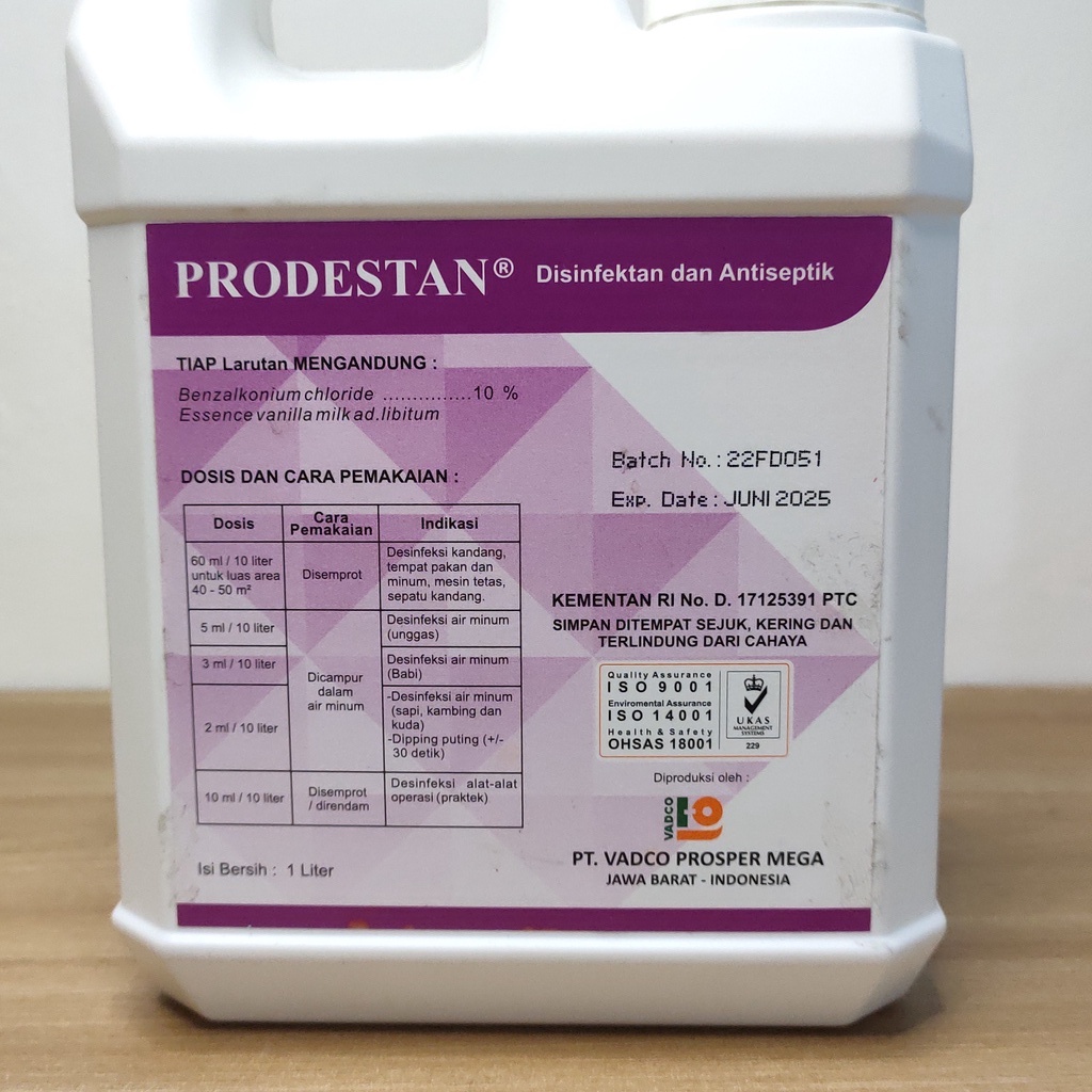 PRODESTAN 1Liter - Desinfektan Kandang - Desinfektan PMK Aroma Vanila Antiseptik Anti Virus Kuman Bakteri