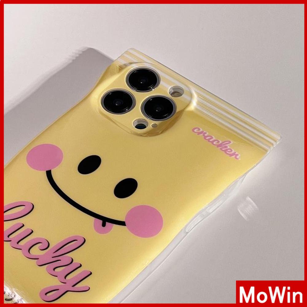 For iPhone 14 Pro Max iPhone Case Snack Bag TPU Soft Case Clear Case Airbag Shockproof Camera Cover Yellow Smiley Cute Compatible For iPhone 13 Pro Max 12 Pro Max 11 7plus XR