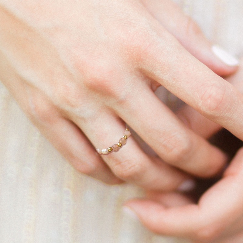 Fancyqube Cincin Tali Rantai Manik-Manik Mutiara Kristal Imitasi Warna-Warni Dapat Disesuaikan Untuk Wanita