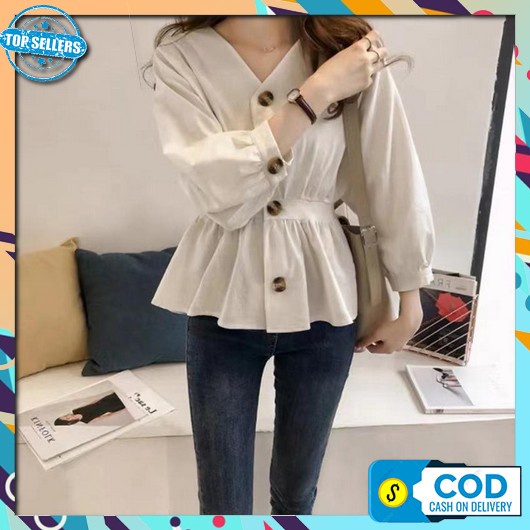 Kemeja Wanita Kameja Baju Kantor Murah Terbaru 2022 2023 Korean Style  Oversize Ootd Cewek Remaja Pe
