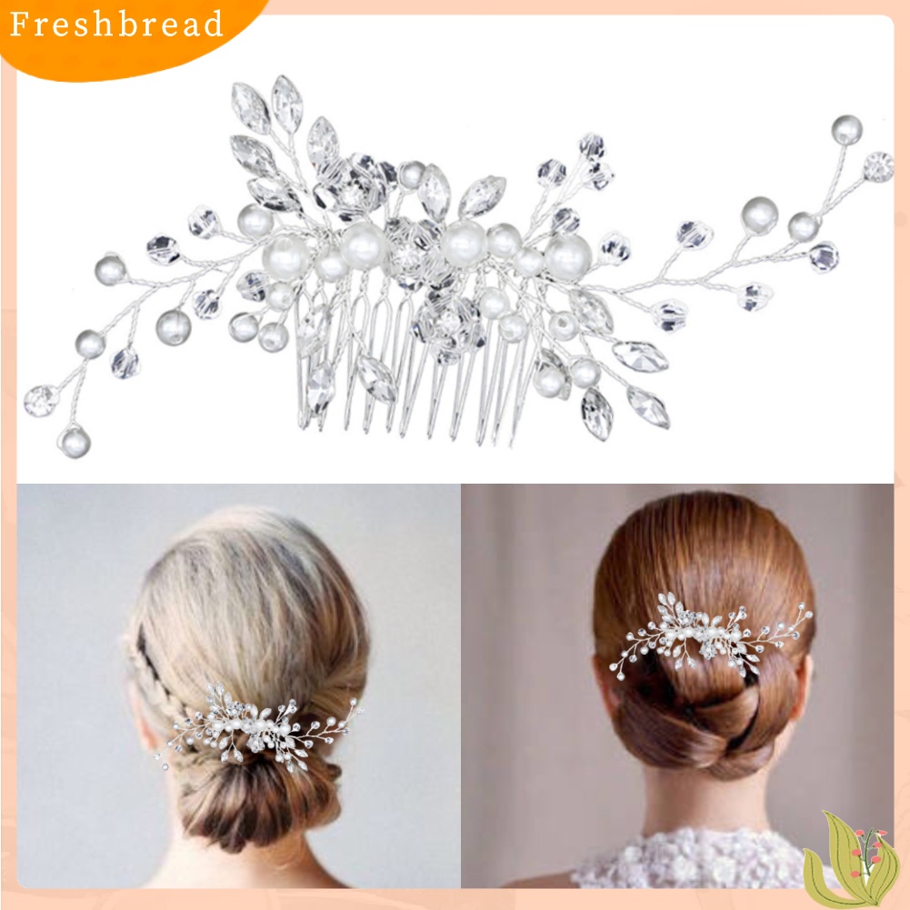 (Fresh) Sirkam Hiasan Rambut Bridal Aksen Mutiara / Berlian Imitasi Untuk Wanita