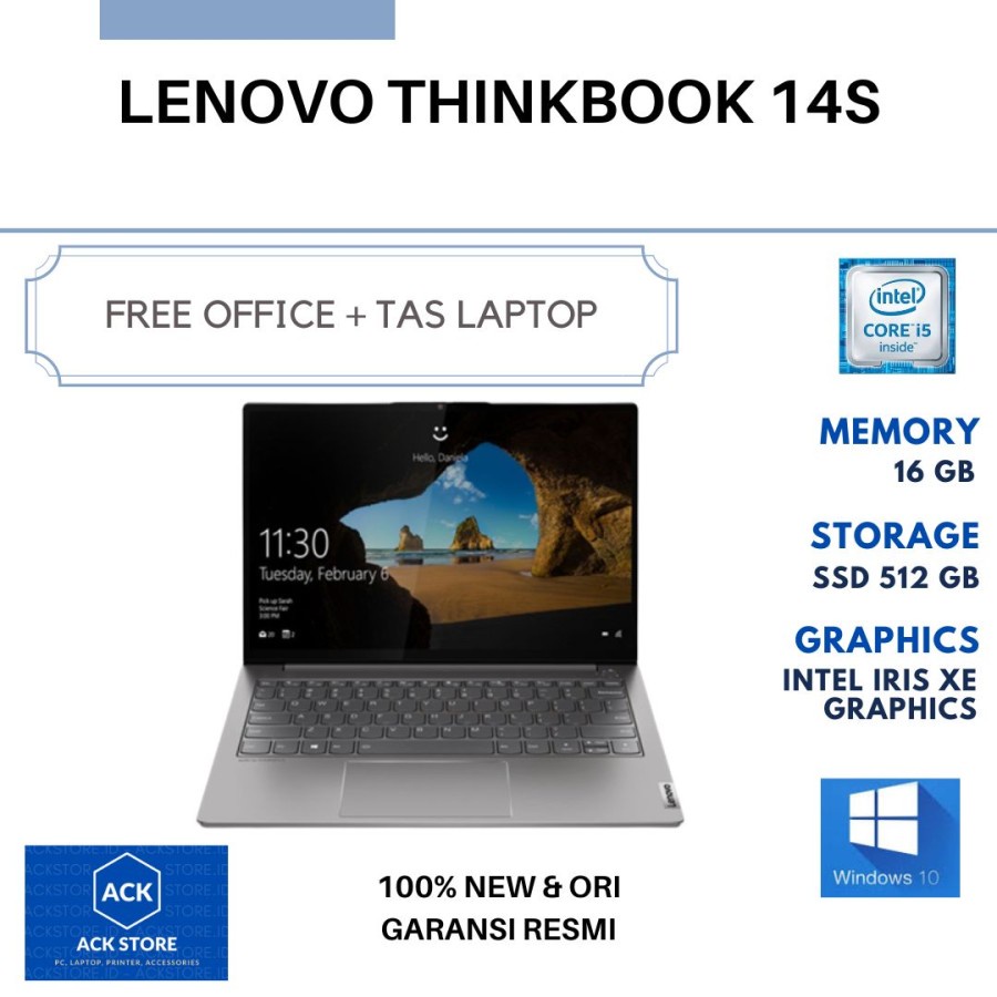 LENOVO THINKBOOK 14s G2 17ID i5 1135G7 16GB SSD 512GB Win10 OHS 1Y PS