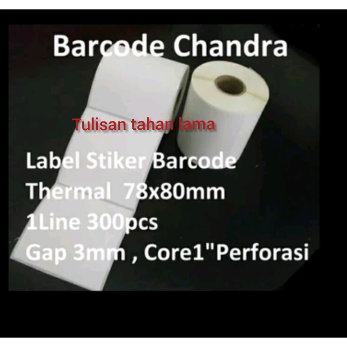 

Kertas Thermal Stiker Barcode Thermal 78X80Mm 1Line 300Pcs Gap 3Mm,Core 1"Perforasi