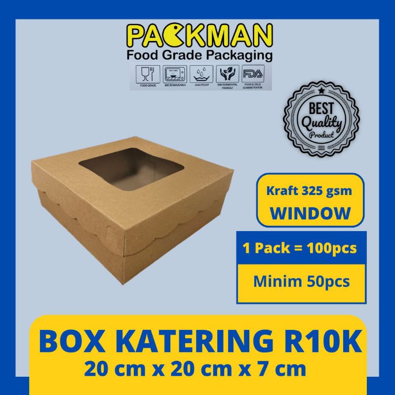 BOX KATERING KRAFT R10K WINDOW / DUS NASI 20X20 / KOTAK MAKANANAN CAKE - WINDOW JENDELA
