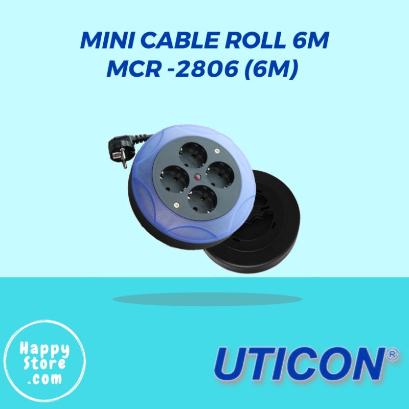 [Happystoredotcom] Mini Kabel Roll UTICON 6 Meter Full MCR2806 Portable Kabel Tebal