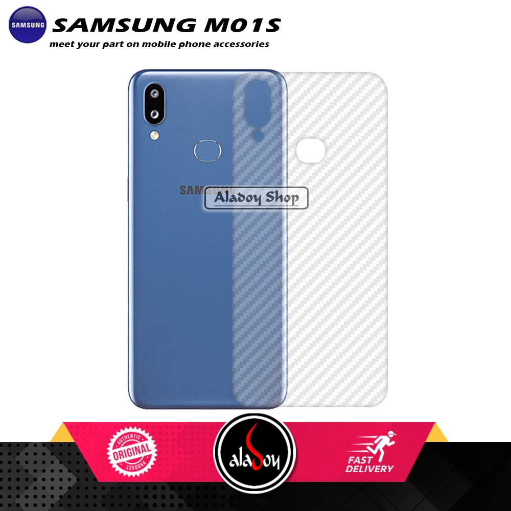 PROMO 3 IN 1 PAKET Tempered Glass Samsung M01S Free Tempered Glass Camera dan Skin Carbon