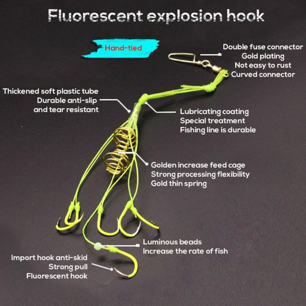 Lanfy Explosion Fishing Hook Anti Winding With Springs Alat Pancing Manik-Manik Bercahaya Kasar Fishing Tackle Lure Trap Hooks Umpan Trap Feeder Aksesoris Pancing Umpan