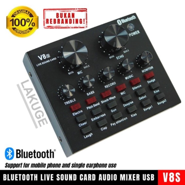 

Promo Professional Bluetooth Live Mixer Audio USB External Soundcard V8S Limited