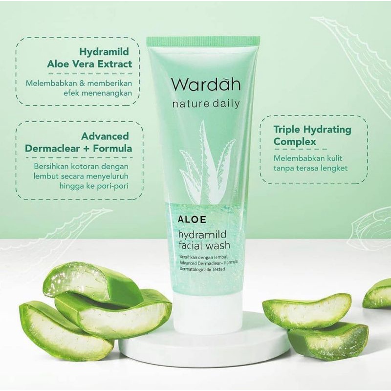 WARDAH Nature Daily Aloe Hydramild Facial Wash 60 ml / Sabun Cuci Muka