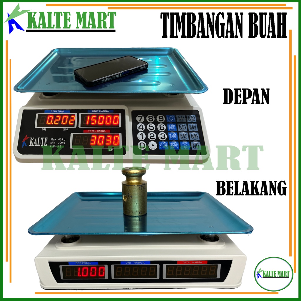 KALTE Timbangan Buah Double Display 40kg, 30kg Digital Computing Scale Double Display 40kg 30kg / Timbangan Buah, Timbangan Sayuran, Timbangan Kue / Timbangan Laundry 40kg 30kg