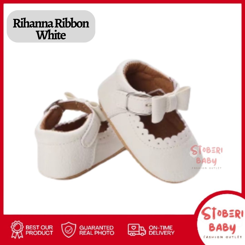 PUNCAK 3.3 stoberi baby - PREWALKER Sepatu Anak Bayi Baby Shoes Sandal Casual Socks Anti Slip Bahan Import / RIHANNA RIBBON