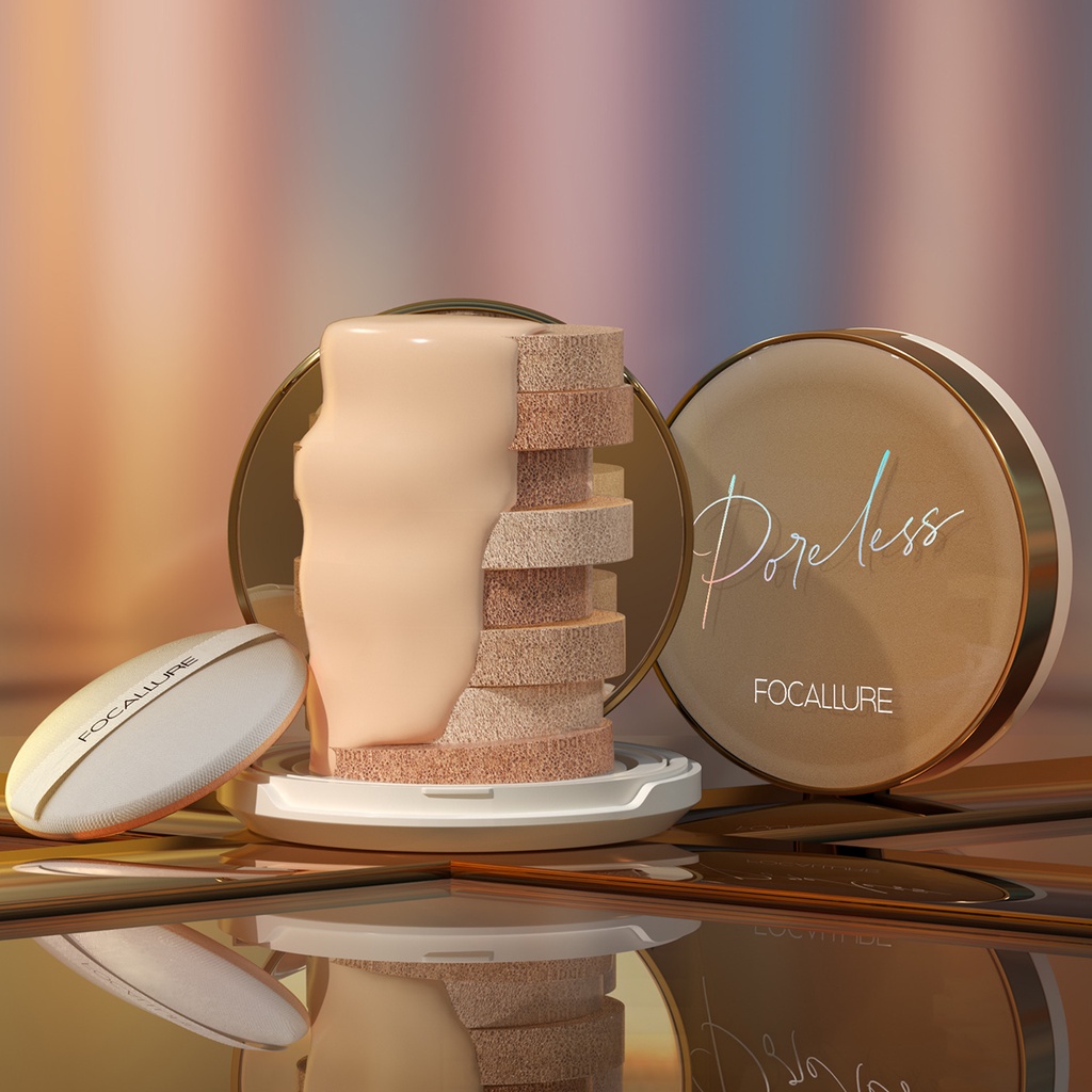 Focallure Matte Poreless BB Cushion Full Coverage Soft Plant Extracts Waterproof Foundation #GoldenAge