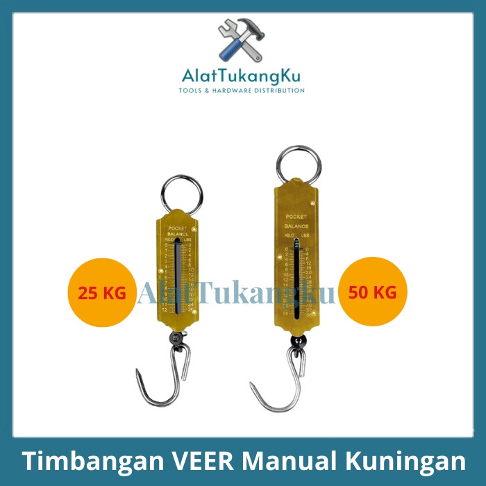Timbangan Veer Per Manual Ikan Laundry Gantung Tarik Kuningan 25 50 KG / Timbangan Gantung Laundry
