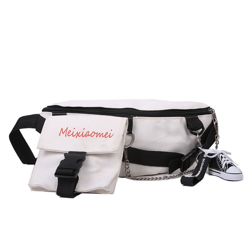 ▪✑๑Original Ins Neutral Tide Cool Dark All-Match Sports Chest Bag Messenger Bag Kanvas Tas Ponsel untuk Pria dan Wanita