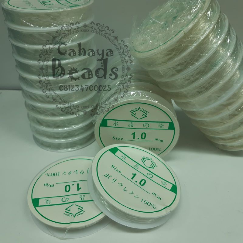 Karet benang kenur tali elastis benang TRANSPARAN ukuran 0,6 0,7 0,8 1,0 mm