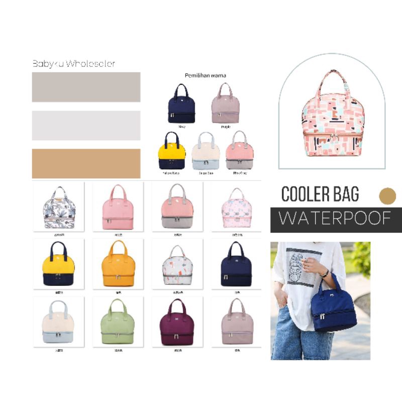 Cooler bag tas penyimpan asi tahan air multifungsi / tas bekal makanan / diaper bag waterproof