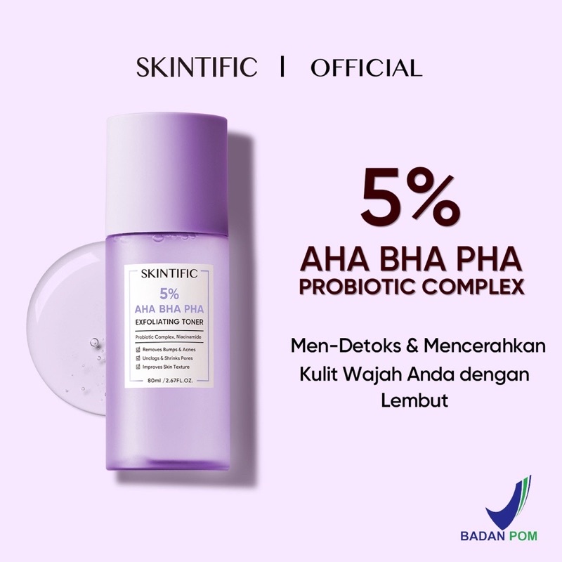 Skintific 5% AHA BHA PHA Exfoliating Toner 80ML