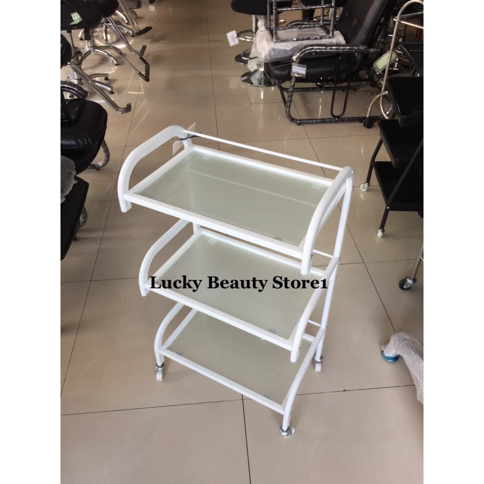 Troli dorong salon rak salon trolli facial rak facial kaca trolley trolly dental spa