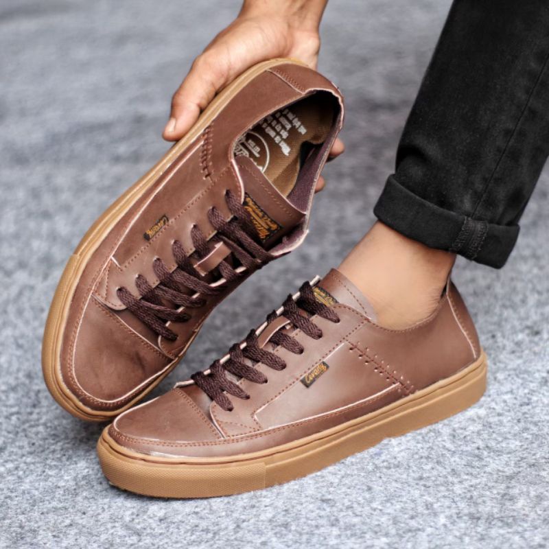 Sepatu Sneakers Pria Casual Semi Formal Kulit Asli Original Handmade Kerja Kuliah Trendy Fashion Dante Low