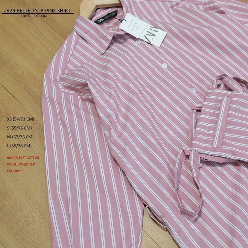 Kemeja Tunic Zar*a Oversized Bahan katun Striped - Shirt Original Branded