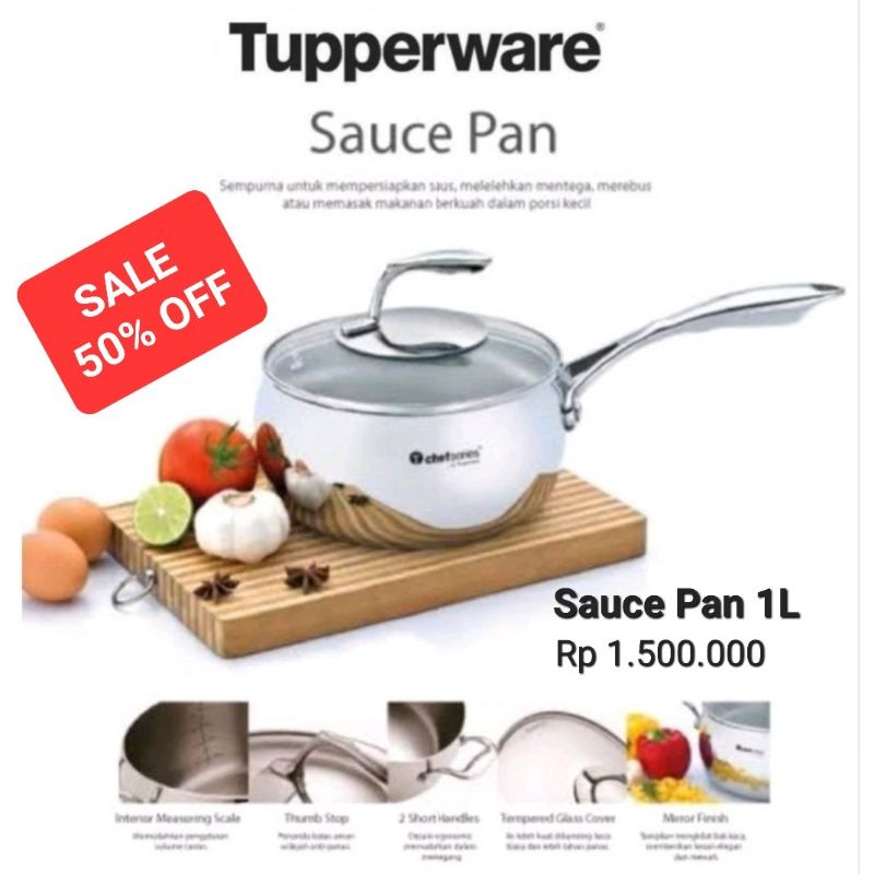 PROMO SALE 40%  Tupperware Tchef Saucepan 1 Liter With Glass Cover (1 Pcs) // T Chef Series Sauce Pa