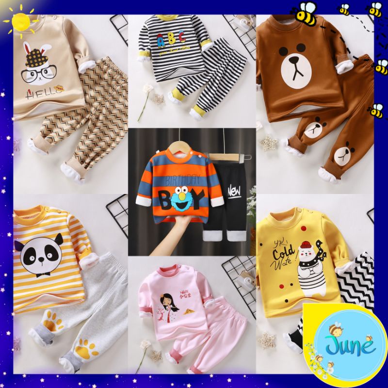 [READY JAKARTA] BAJU TIDUR ANAK SETELAN PIYAMA BAYI SET LENGAN PANJANG BAHAN LEMBUT TEBAL #078-085