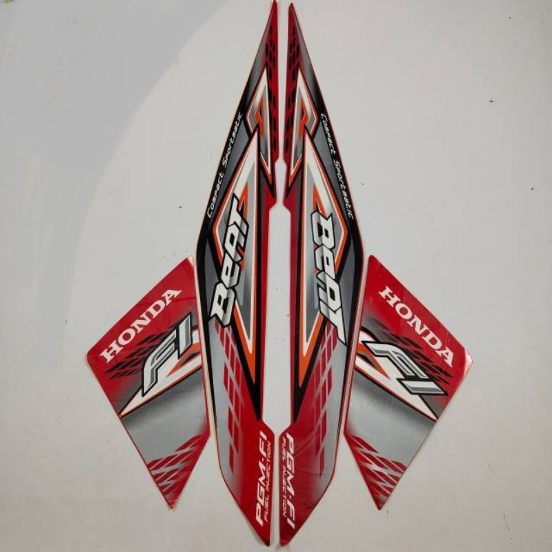 Striping lis stiker standar ori Honda beat fi 2014 merah stiker ori beat merah 2014