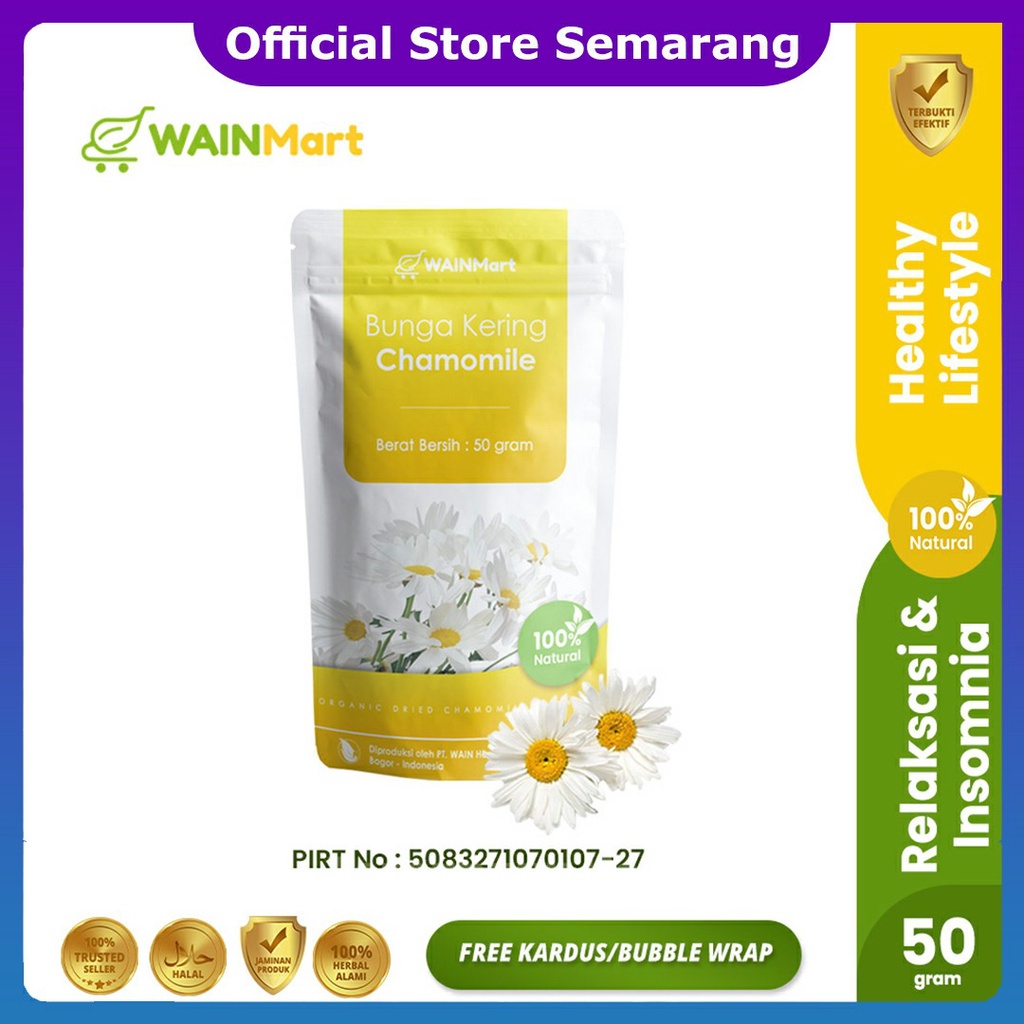 Obat Sulit Tidur 50 gram Teh Bunga Chamomile Celup Organik Teh Camomile Tea Relaksasi kaya Antioksidan Teh Chamomile Kering Atasi Insomnia Susah Tidur