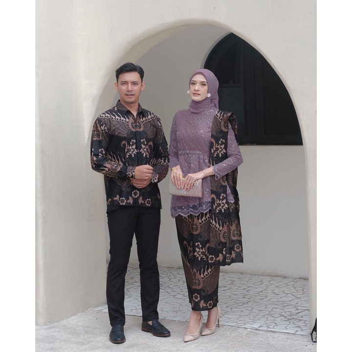 New Arrival - SHOPASHOP SOLO Batik Kebaya Brukat Couple Maldiva Tulle Mutiara - Kebaya Wisuda - Kebaya Lamaran - Baju Lamaran - Batik Wisuda