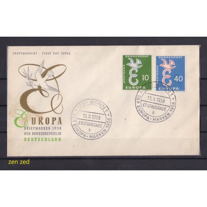 

A066 Perangko FDC SHP Jerman 1958 Europa Stamps 1 Pcs