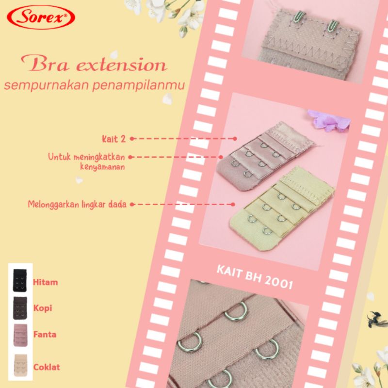 Sambungan Tali Bh Bra Extension Sorex Kait Dua dan Kait Tiga