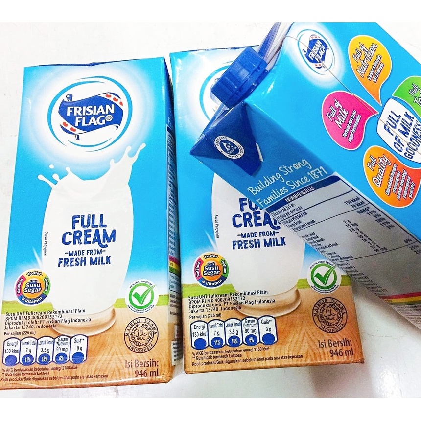 

Susu UHT Frisian Flag FULL CREAM 900 ml Plain