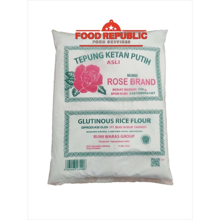 TEPUNG KETAN PUTIH MURNI ROSE BRAND 500 GR - TEPUNG ORIGINAL HALAL MUI