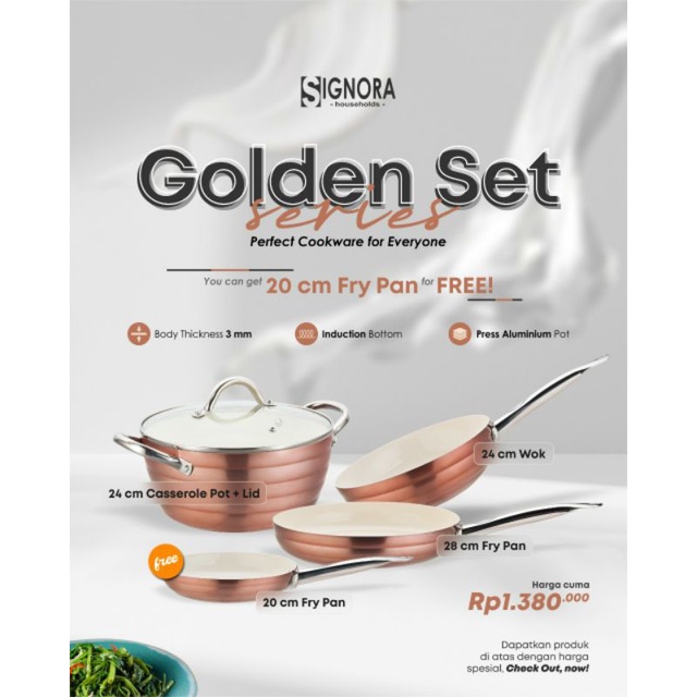 Signora Golden Series Set New/Panci/Frypan/Wok