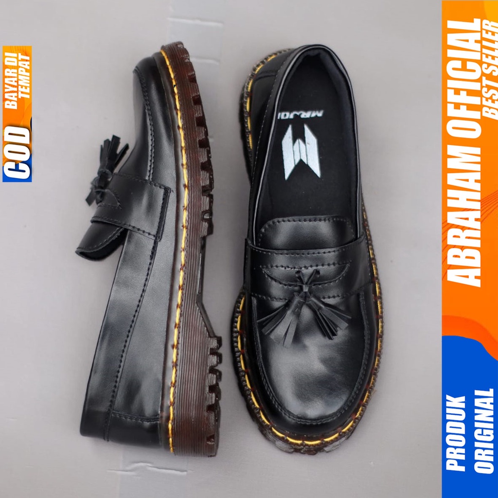 Sepatu Docmart Wanita Loafers Hitam Kekinian Abraham Nurmie