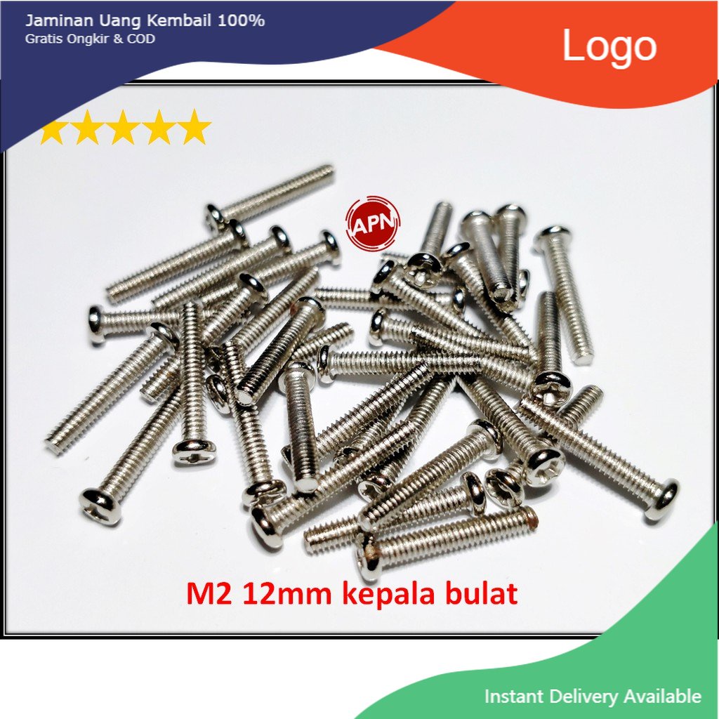 BAUT / SCREW M2 12MM KEPALA BULAT