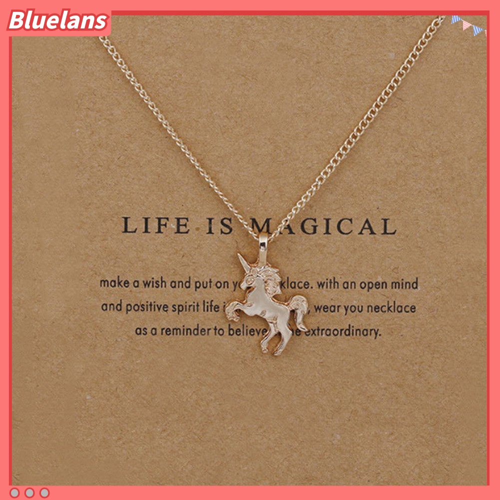 Bluelans Women Unicor-n Necklace Pendant Gold Clavicle Chains Choker Jewelry Gift Party