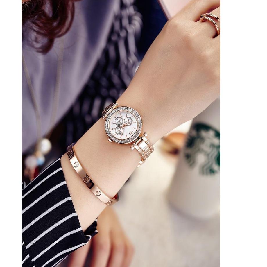 Telah Hadir.. COD Jam Tangan  Fashion Wanita jam Rantai Strap Emas Silver Dial Logam Fashion G15