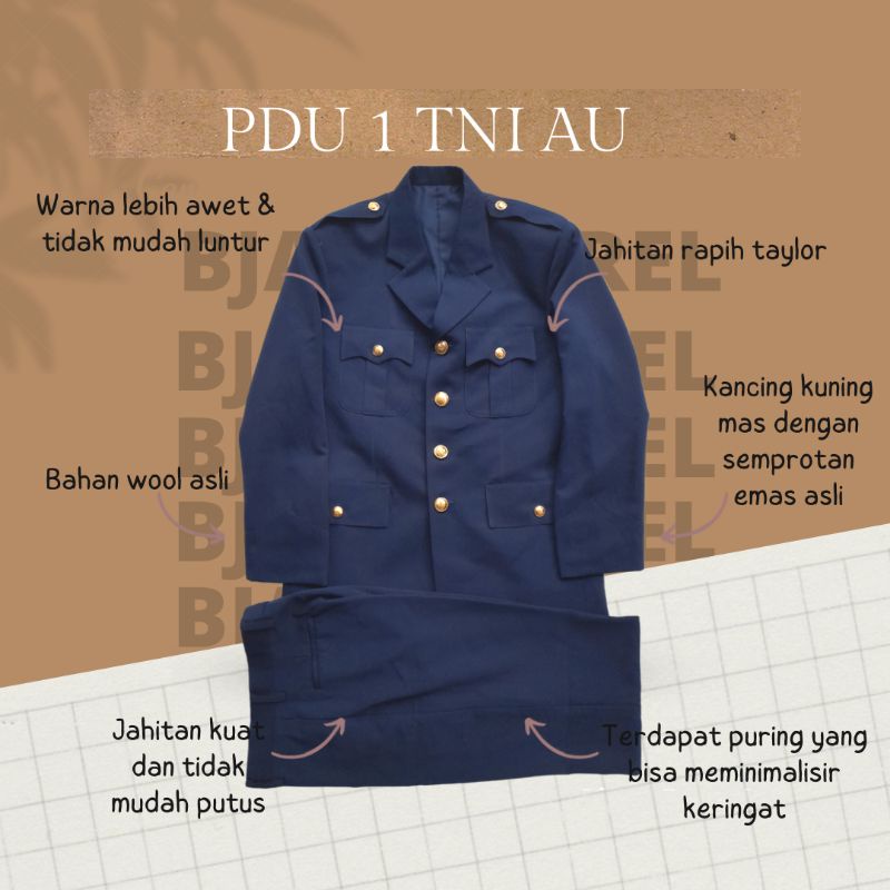 Pakaian Dinas Upacara 1 / PDU 1 TNI AU Satu Stel Dengan Celana