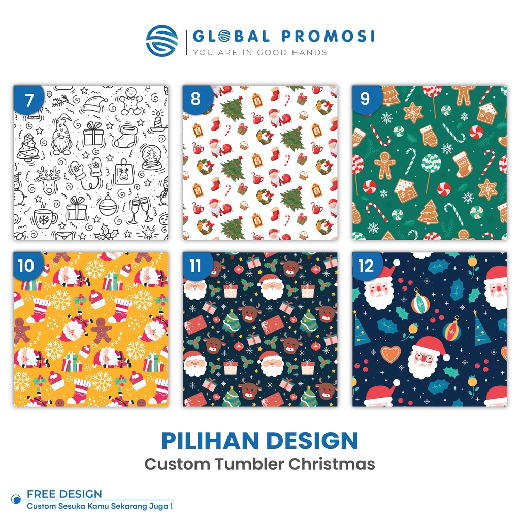 PILIHAN DESAIN KHUSUS TUMBLER UV EDISI Pattern Christmas