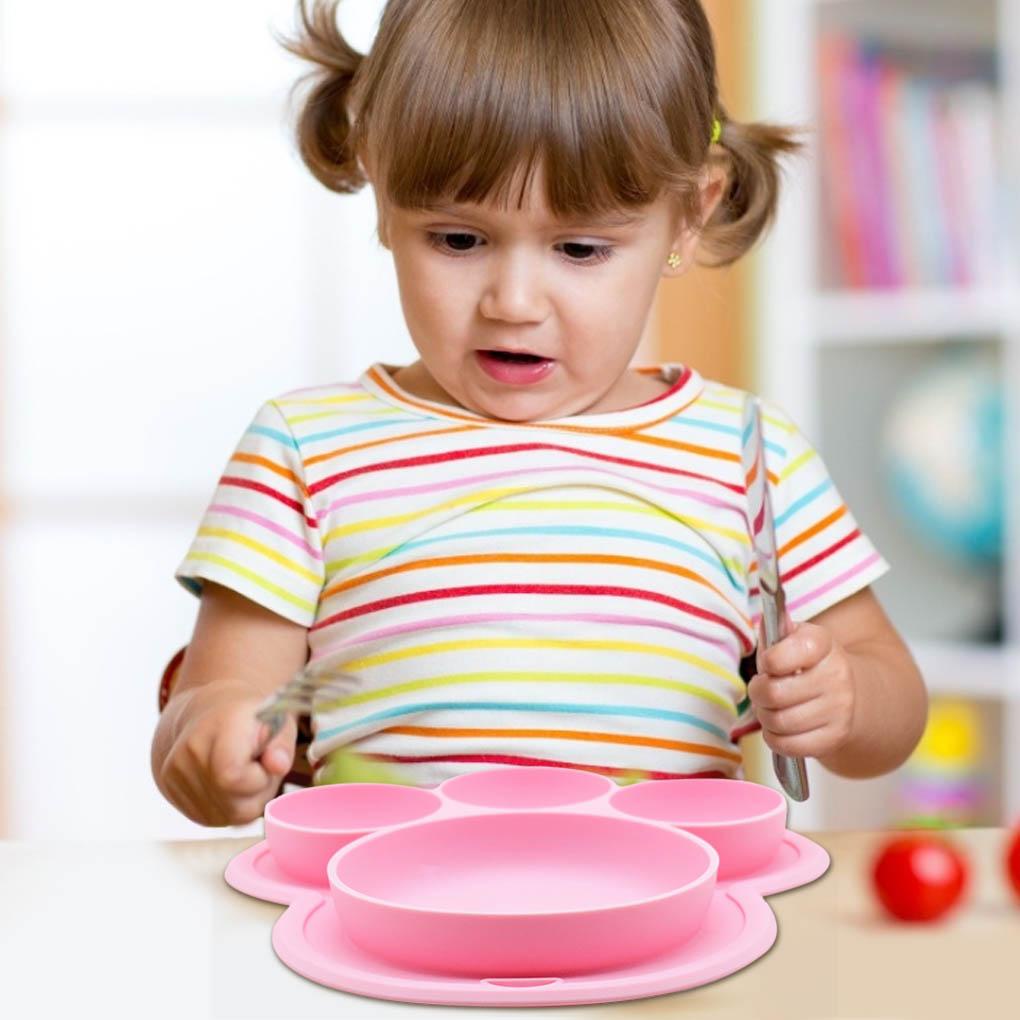 Piring Makan Untuk Anak Makan Makanan Silikon Buah Buahan Divided Dish Bowl Paw