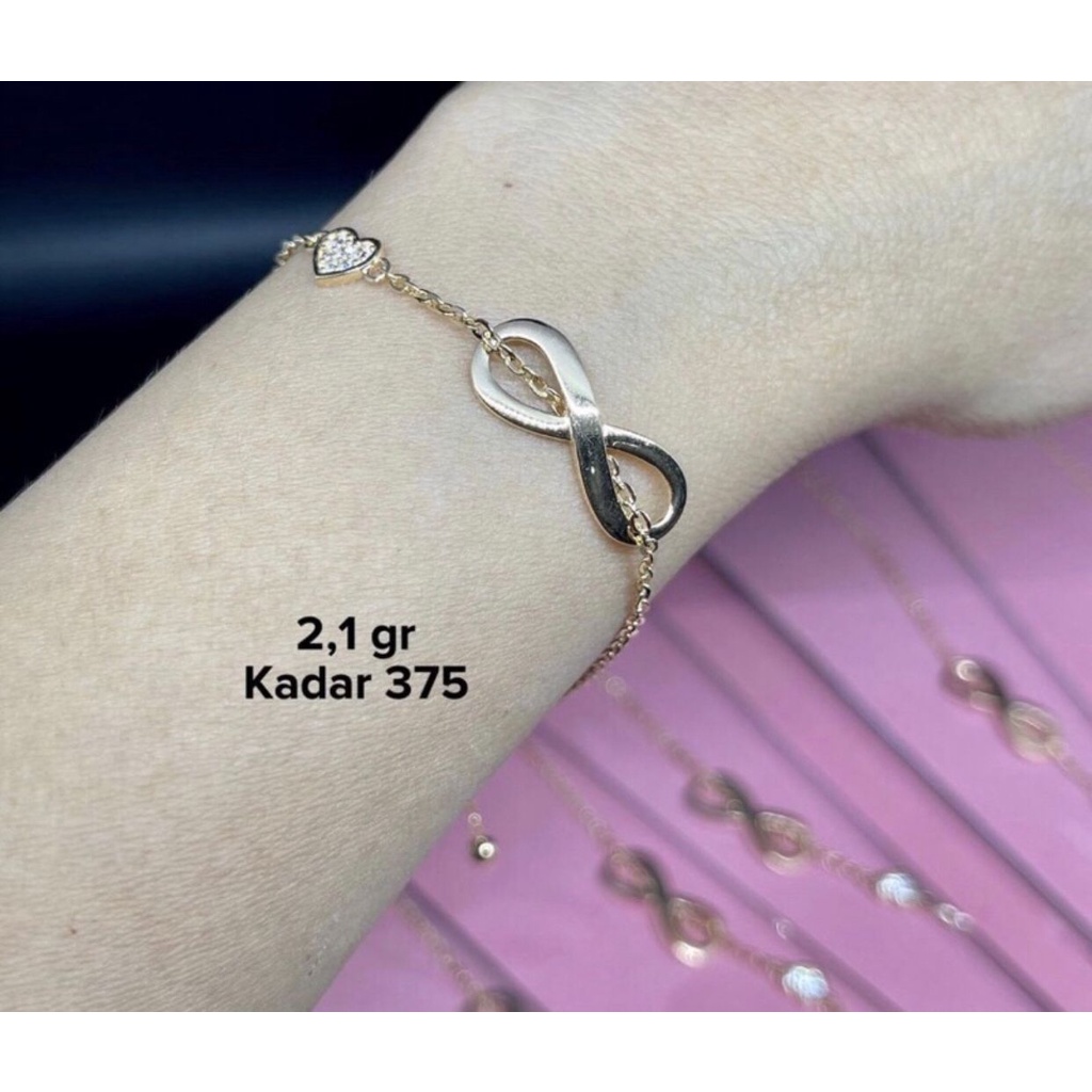 Gelang infinity serut model terbaru love kadar 375 8k